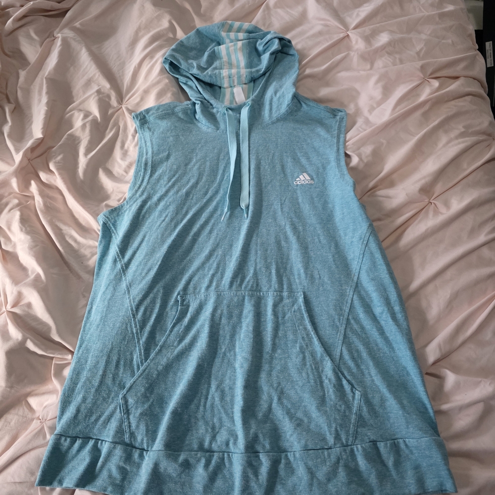 Adidas Blue Sleeveless Hoodie